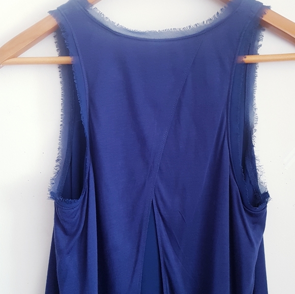 GUESS Blue Frayed Trim Tank Top - Picture 9 of 12